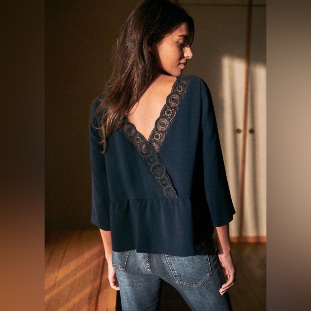 Sezane Louisie Blouse - Navy Size 10